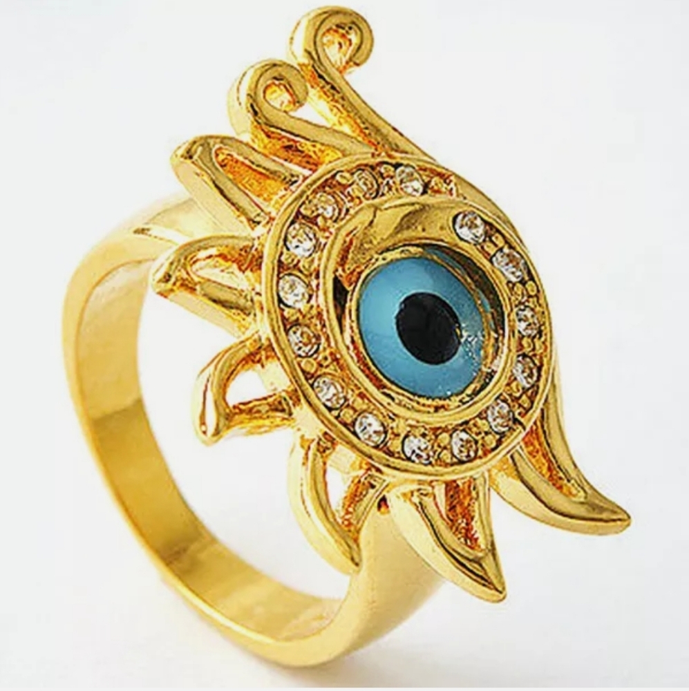 New Gold and Crystal Evil Eye Protection Ring.